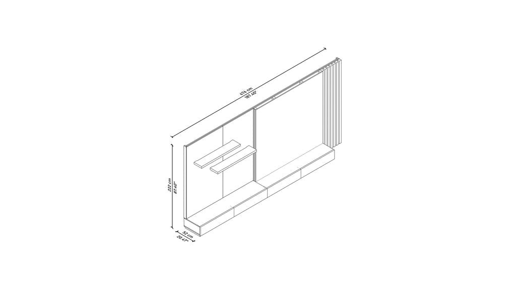 Aurora TV Unit with Shelves and Storage in a Modern Living Room Setting