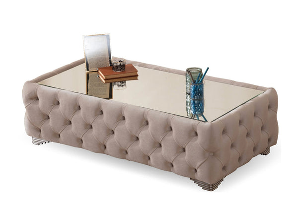 Austin Empi Coffee Table with wood and metal frame, featuring spacious tabletop and storage shelf