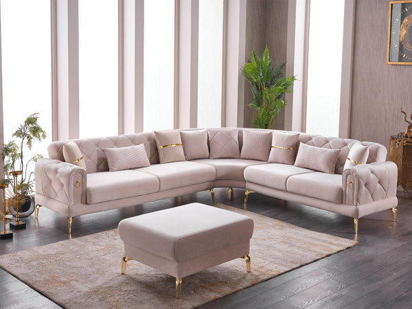 Elitra Sectional Sofa - Modern L-shaped sofa with customizable fabric and wide armrests