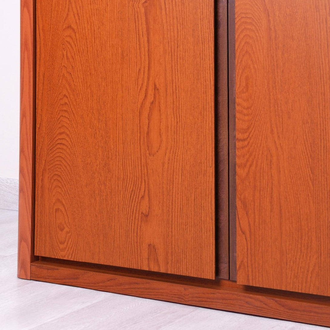 Ercoland 6 Door Wardrobe in Dark Brown with spacious compartments, shelves, and hanging rods for modern bedroom storage.