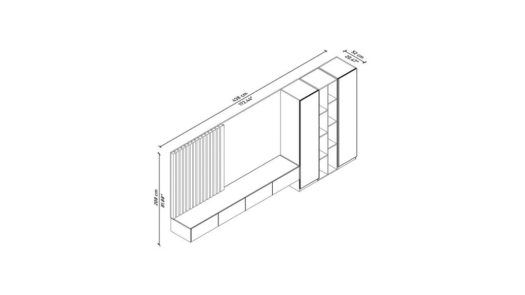 Orion Modern TV Stand with Shelves and Storage in a Minimalist Living Room