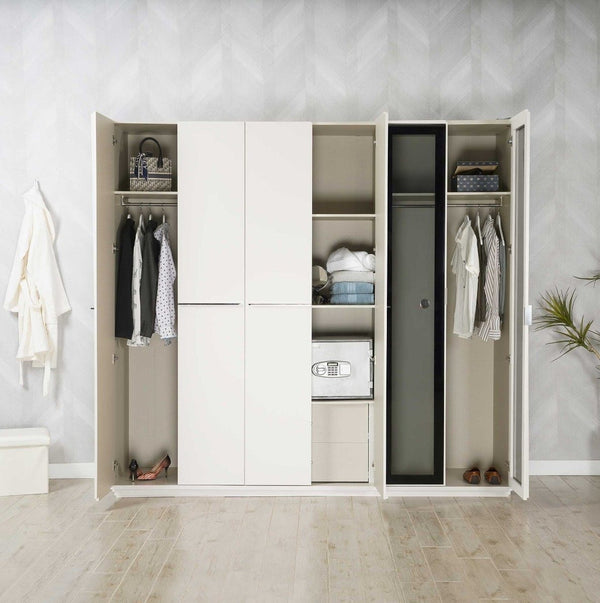 Parma 6 Door Wardrobe featuring ample storage compartments, adjustable shelves, and hanging rods for efficient bedroom organization.