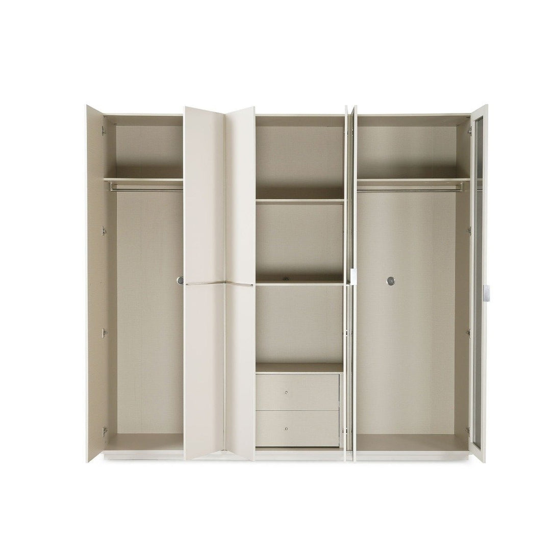 Parma 6 Door Wardrobe featuring ample storage compartments, adjustable shelves, and hanging rods for efficient bedroom organization.