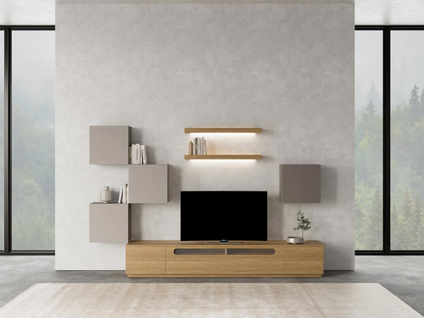 Vero Luxe TV Stand with Open Shelving and Storage in a Contemporary Living Room